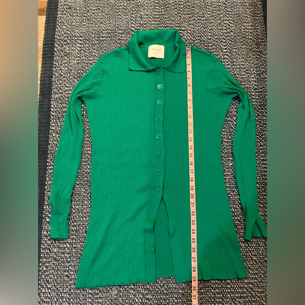 Green Button Down Ribbed Shirt - Picture 5 of 7